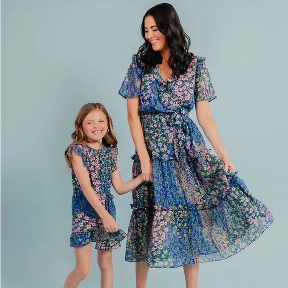 Rachel Parcell Floral Print Chiffon Surplice V-Neck Ruffled Tiered Dress - Picture 1 of 12